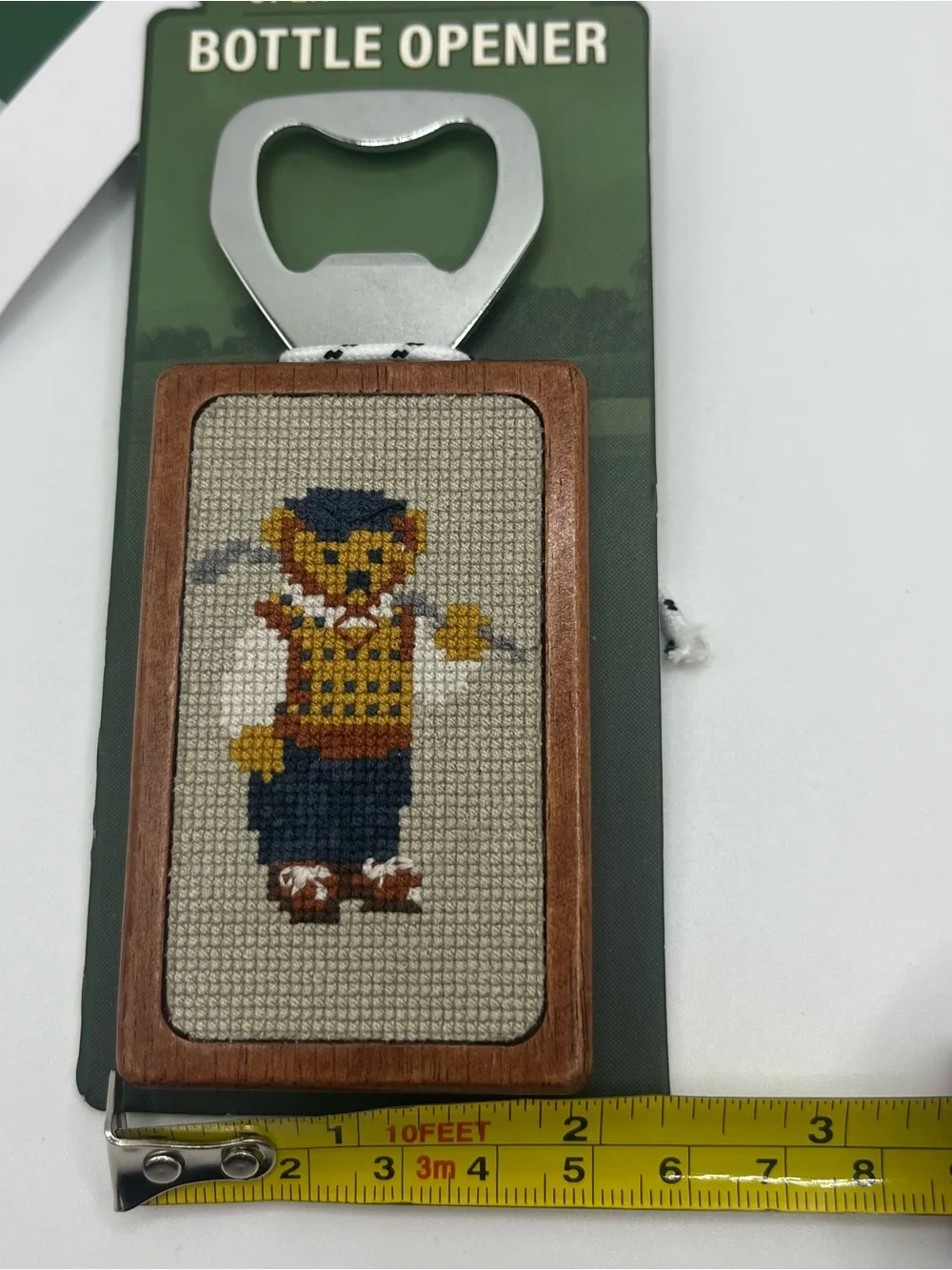 NWT Golf Beer Bottle Opener Needlepoint Bear W Club Accessories Gift Idea